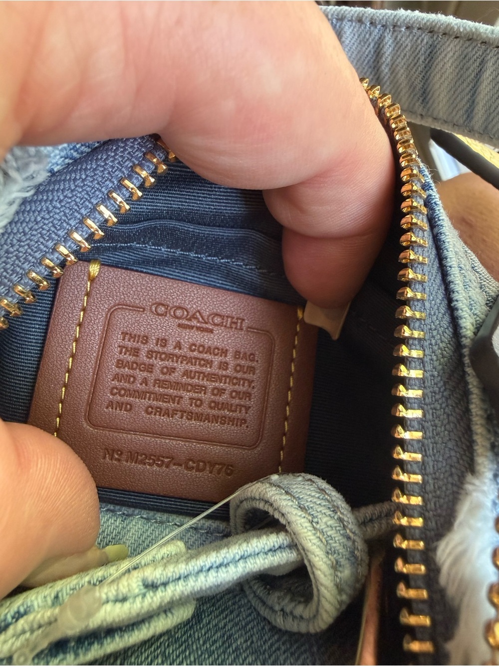 Coach Light Blue Denim Shoulder Bag with Gold Hardware - Picture 3 of 3
